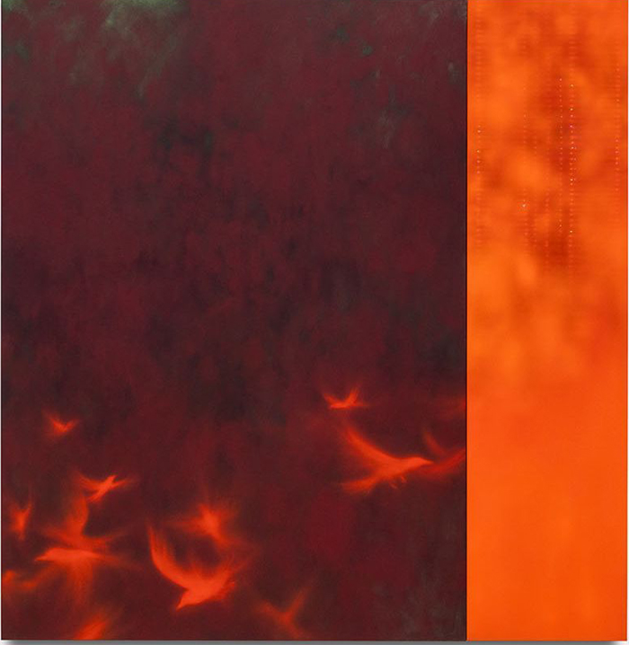 Natacha Donzé, Bird of prey, murmuration, 2024, acrylic on canvas,180 x 175 cm
