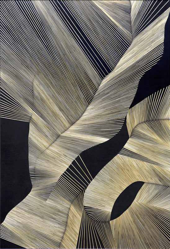 Olaf Holzapfel, Gazing between the trees, 2024. Paille, bois, colle et vernis, 210 × 140 cm. Courtesy de l’artiste et Xippas